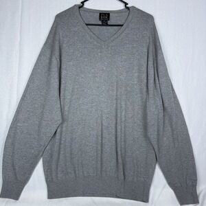 Jos. A. Bank Men's Sweater 2XT Pima Cotton Pullover Cardigan Grey V Neck Ribbed